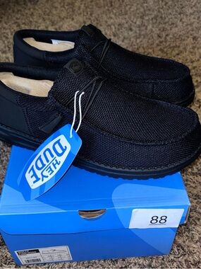 Hey Dude Men's Wally Funk Mono Slip-On Casual Shoes Shade Black Size 8 New